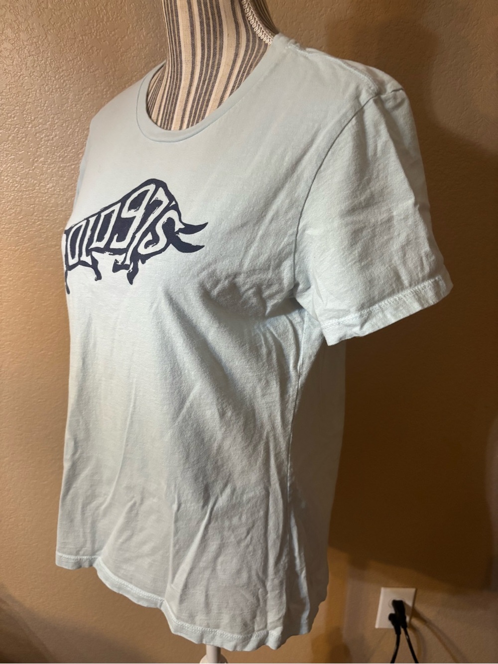 Old 97s Tee XL Next Level Apparel Light Blue with Navy Bison Word Art Graphic - Picture 7 of 13